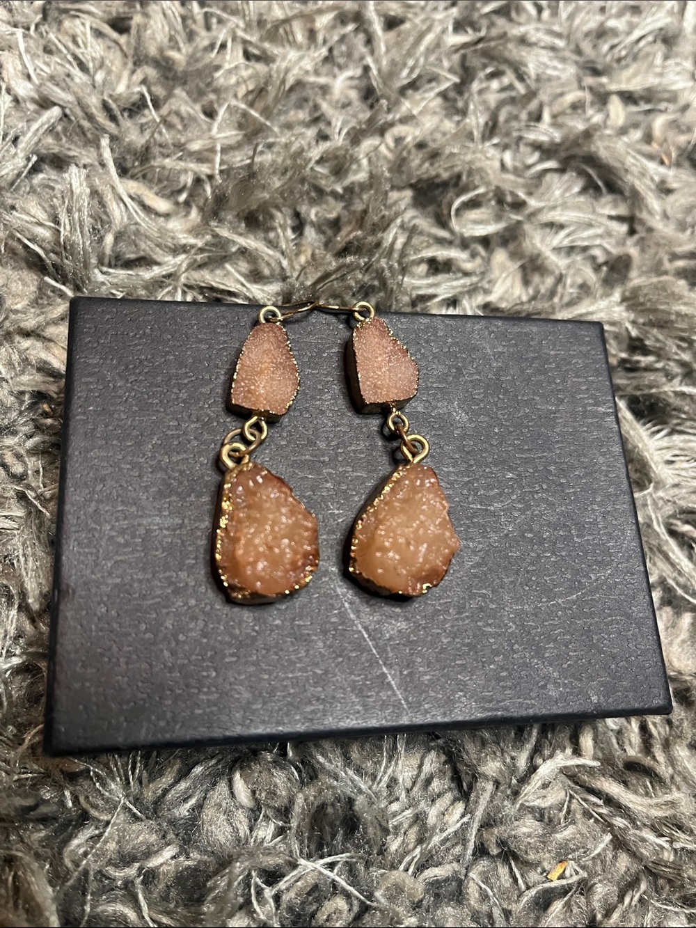 Rose Gold Druzy Drop Earrings - Unbranded
